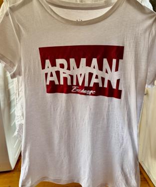 Armani Exchange shirt | Fuchsia metallic logoprint | Origineel | Maat L