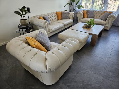 Echt lederen Natuzzi King 3+2+1 zits bank + hocker