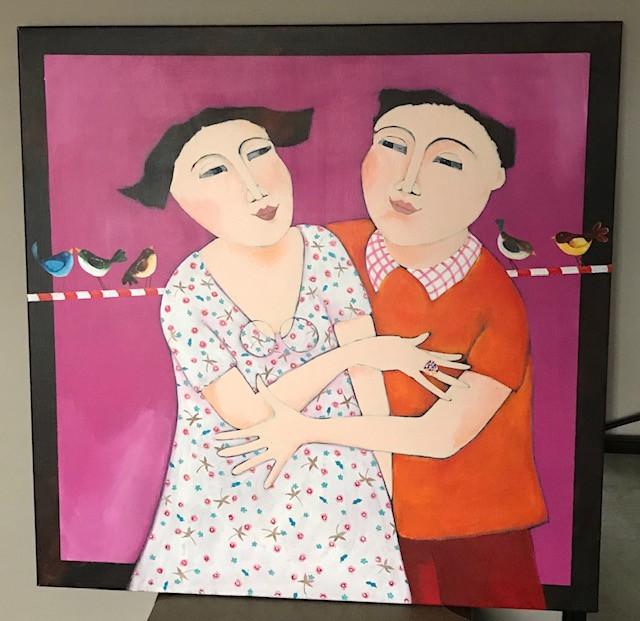 Schilderij "................." 80 x 80 cm (titel ontbreekt) Acryl op linnen