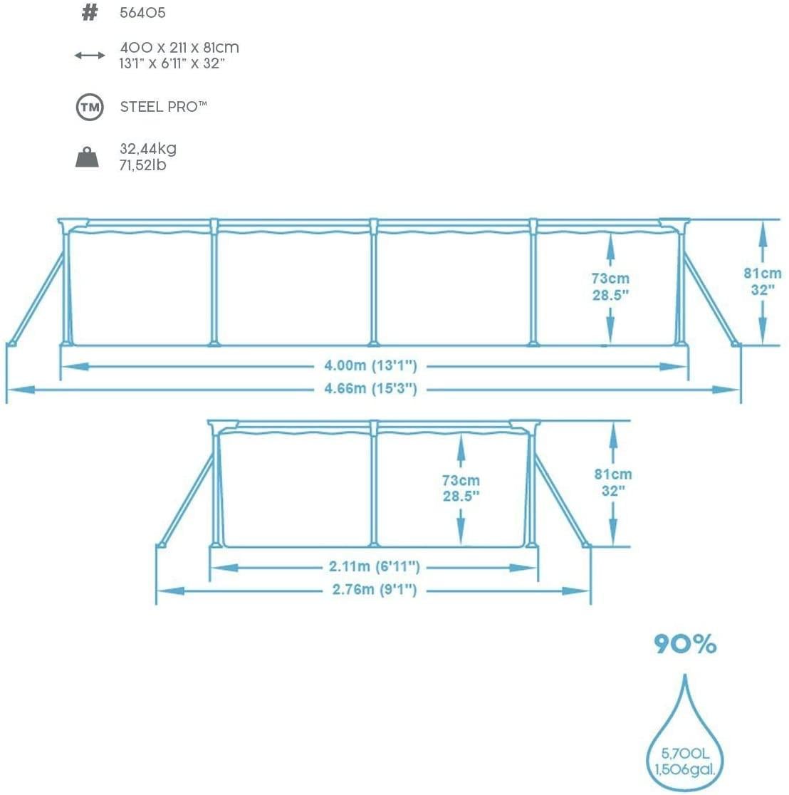Opzetzwembad 4x2 400 x 211 cm