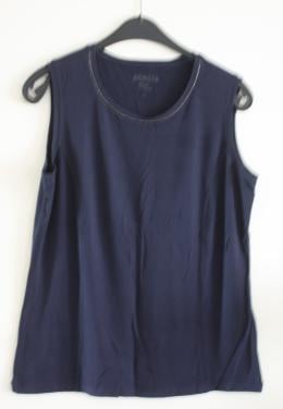 Blauwe top met randje lans de hals  maat l