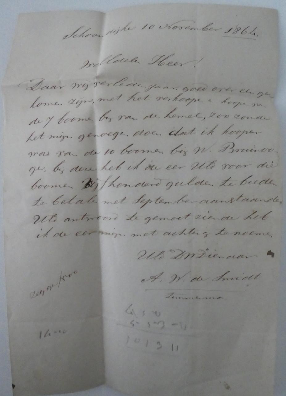 Vouwbrief – 1864 – Willem III postzegel - Sluis