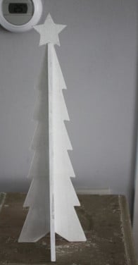 Set van 2 witte houten kerstbomen