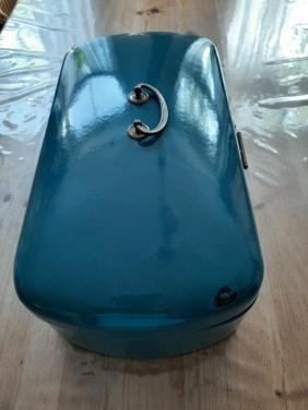 BROCANTE - EMAILLE BROODTROMMEL - KLEUR  PETROLBLAUW