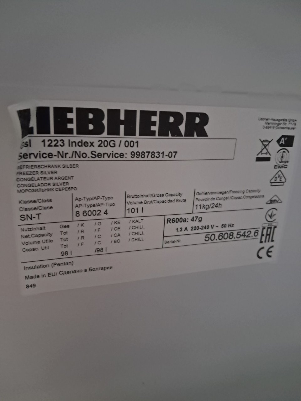 Liebherr vriezer