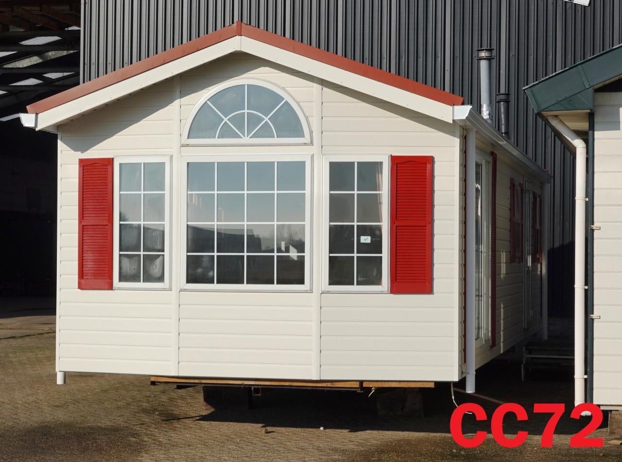 Diverse modellen Arcabo chalets met 2 slaapkamers en dubbel glas voorradig