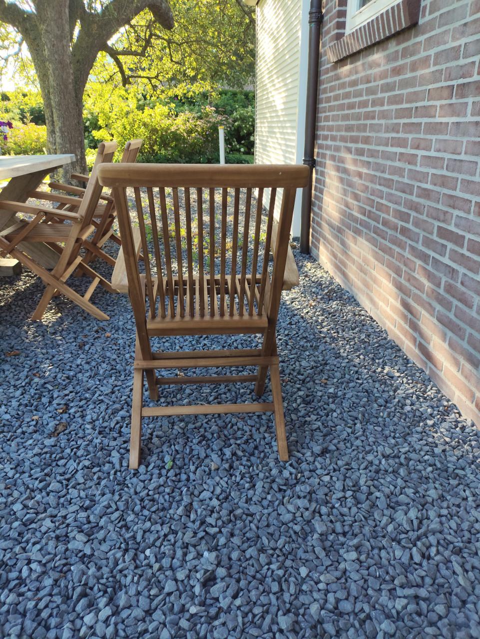 6 stuks massief teakhouten tuinstoelen met inclusief kussens