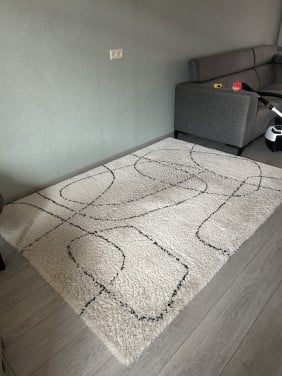 Vloerkleed wit met zwart motief