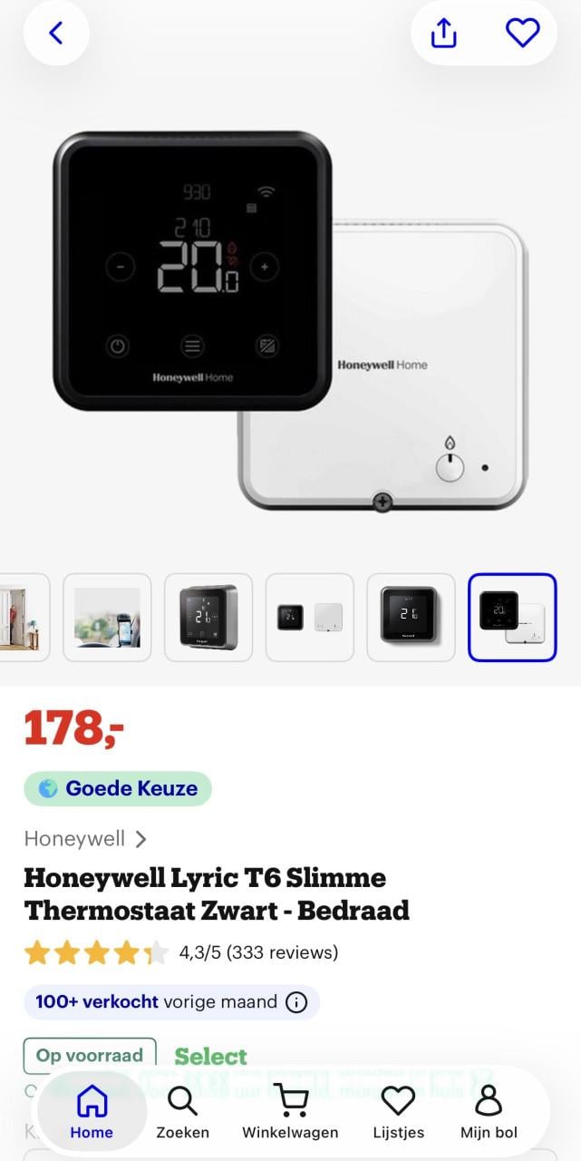 Slimme thermostaat Honeywell