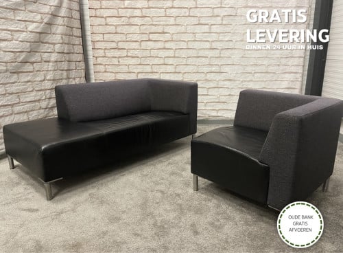 GRATIS LEVERING HEEL NL Montel Elementen Echt Leer Hoekbank