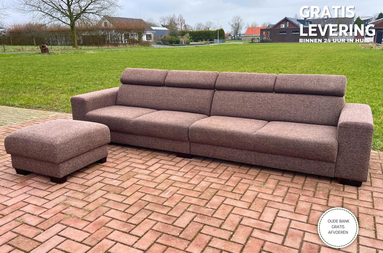 GRATIS LEVERING HEEL NL Grote Stoffen 4zit Bankstel + Hocker
