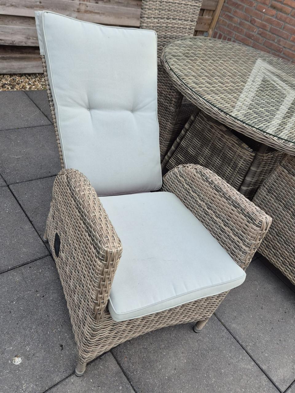 Tuinset verstelbare stoelen + 120 cm Nieuwe Tafel (Bezorging mogelijk)