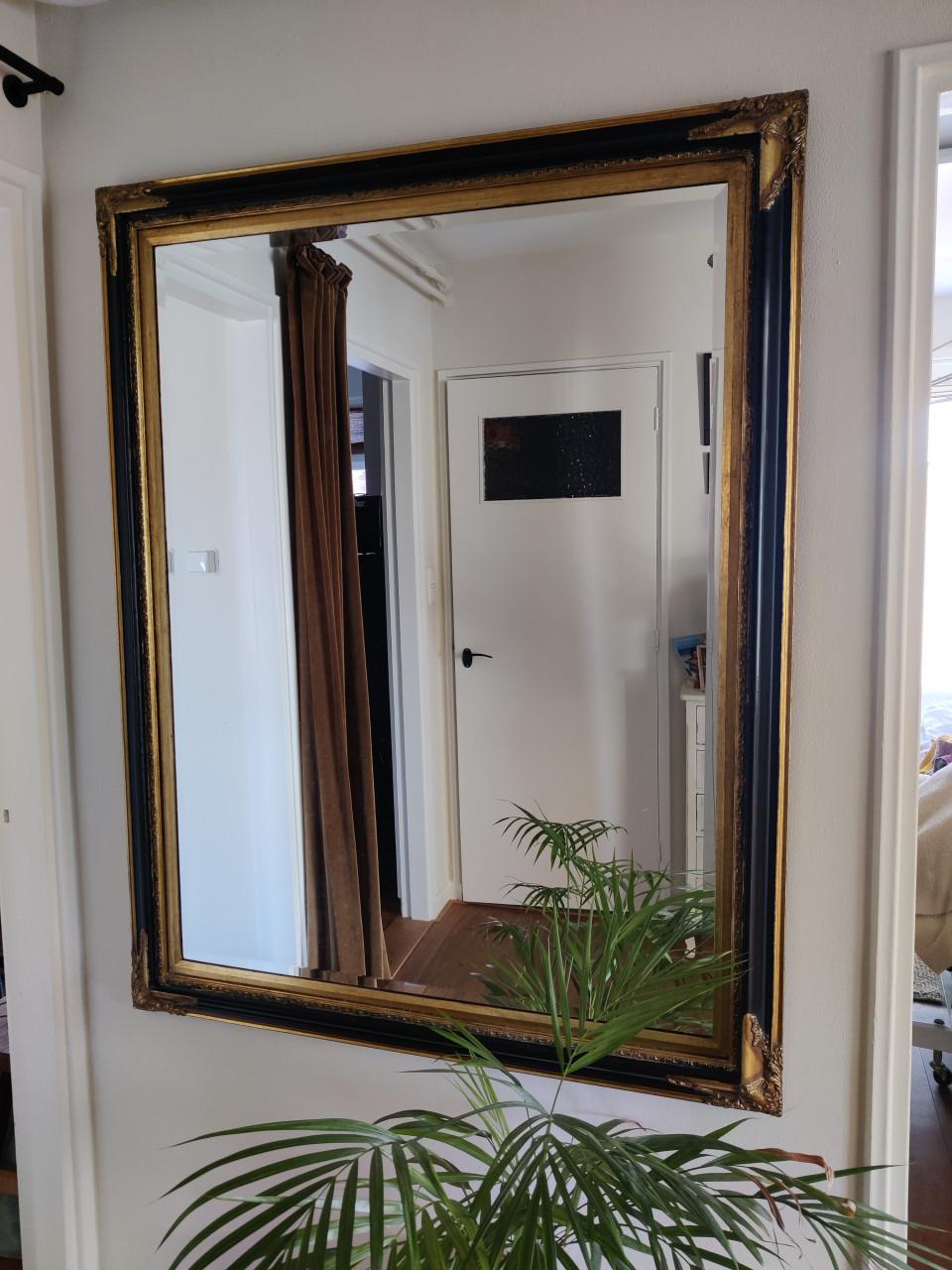 Spiegel zwart met goud 1.40 m x 1.10 m
