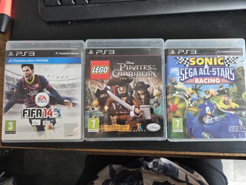 PS3 Spellen: Fifa 14,Lego Pirates Caribean,Sonic&Sega all stars racing