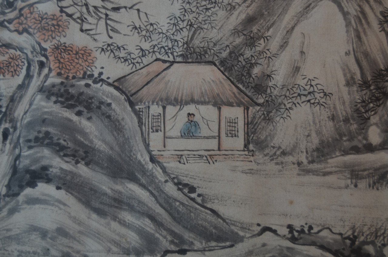 Fraaie Chinese scroll gesigneerd Wang Run
