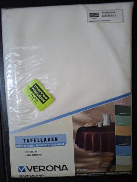 Ecru tafelkleed, rond,nieuw 170 cm
