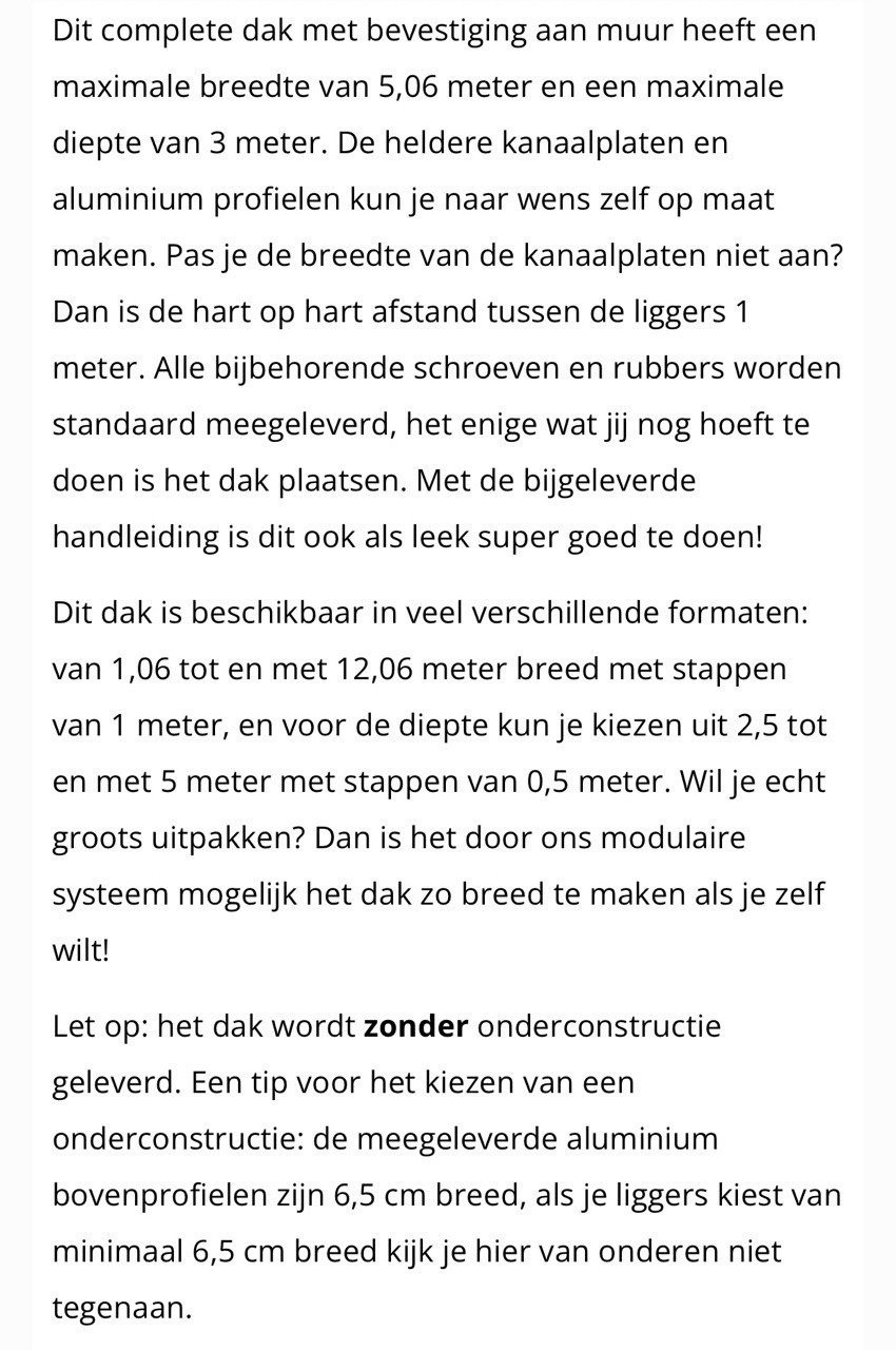 Compleet carbonaatplaat dak.