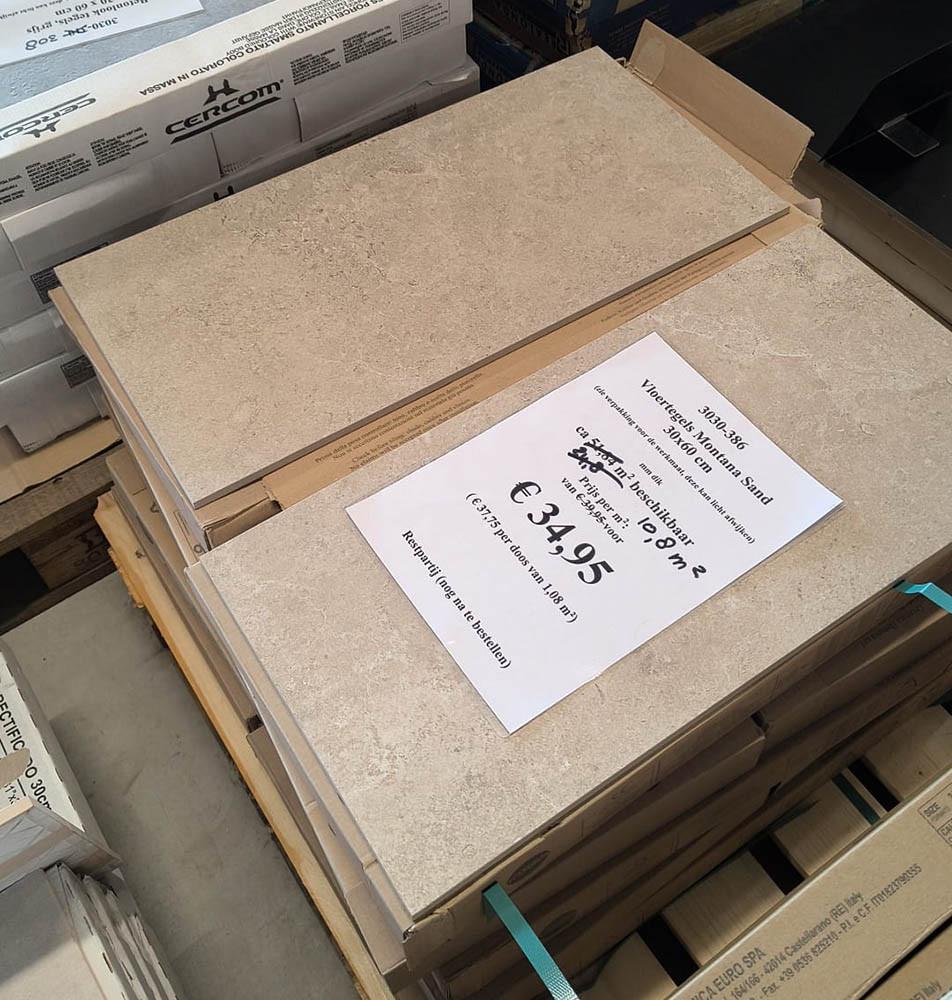 3030-386 4,32 Zandkleur natuursteenlook tegels, 30x60 cm, van € 44,95 voor