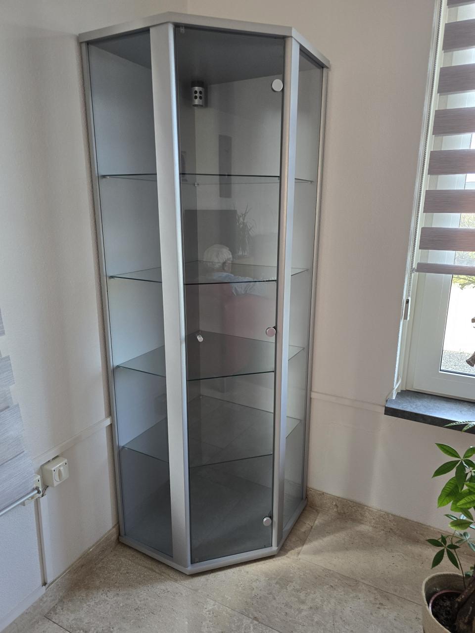 Grijszilverkleurige Vitrinekast