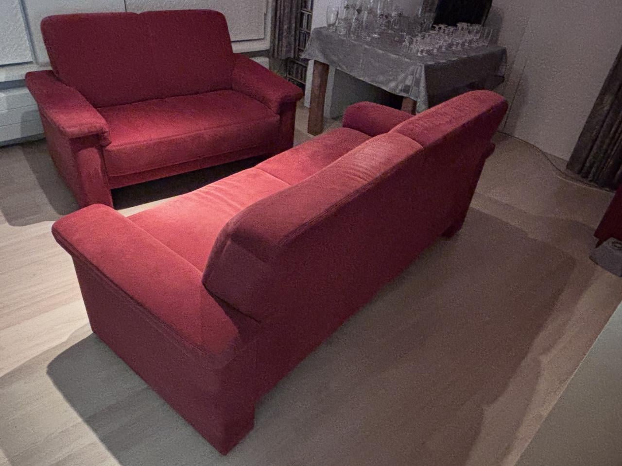 Nette 3 zitsbank, alcantara rood