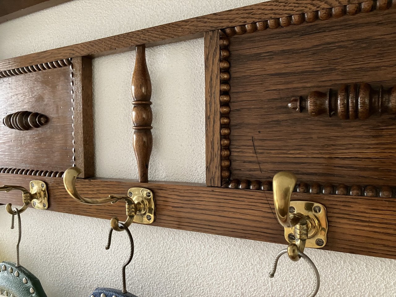 Kapstok brocante met echt koperen haken