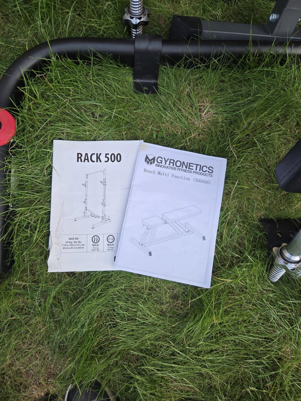 Rack 500, bankje, gewichten ect.