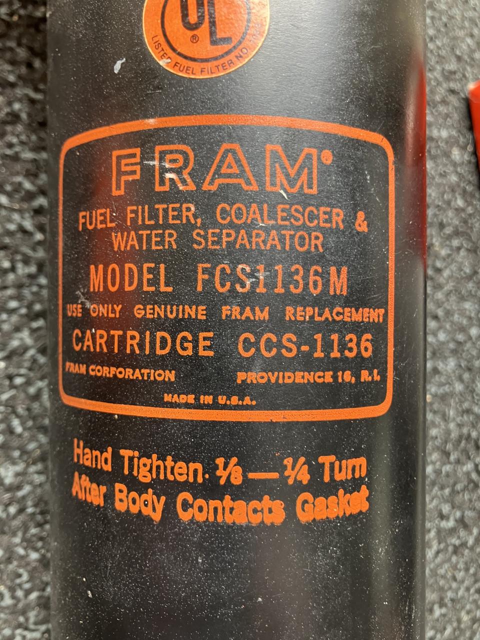 Fram dieselfilterhuis met reserve filter