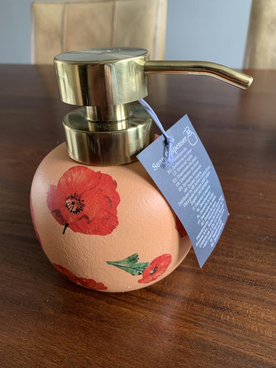 Zeepdispenser met een vrolijk klaprozen design