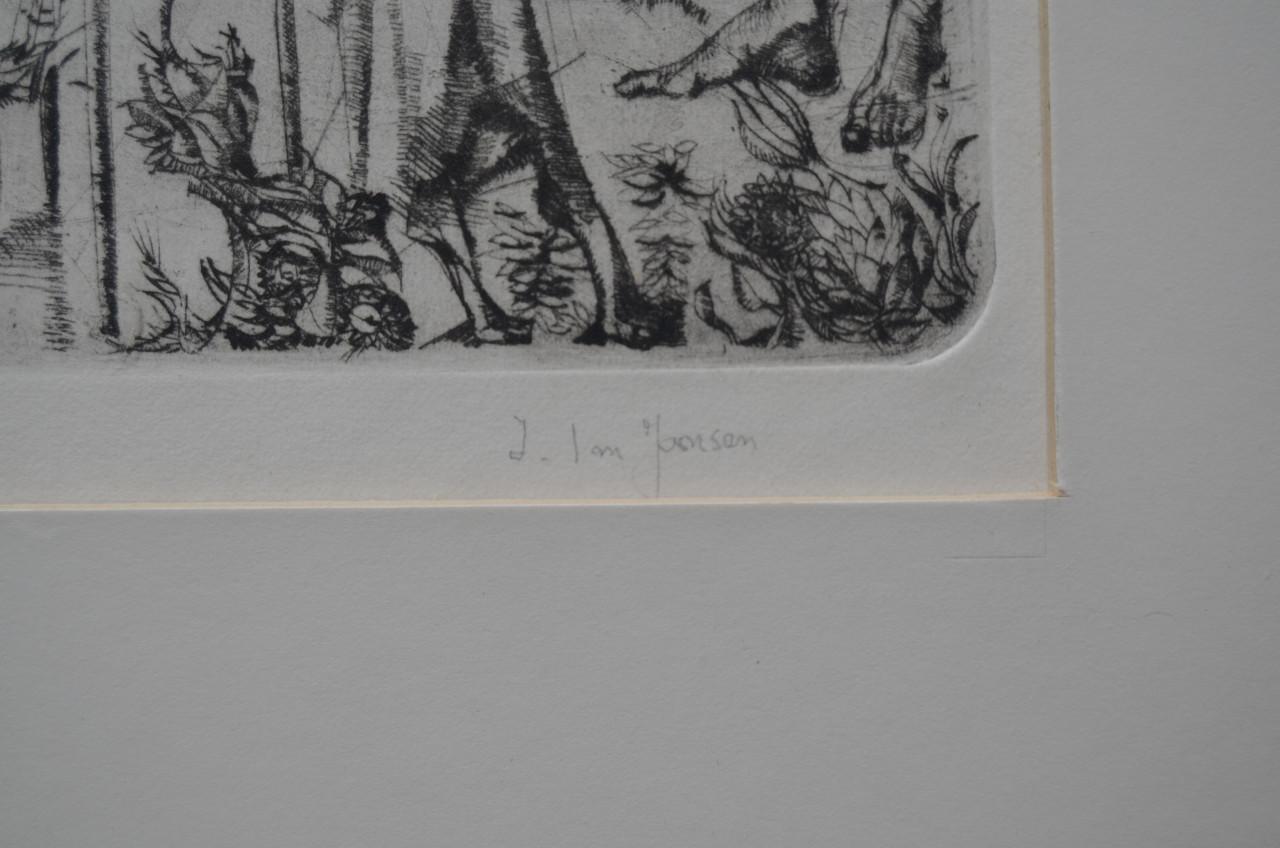 Ets/grafiek uitgemergelde mensen gesig. Jansen + 2 schetsen