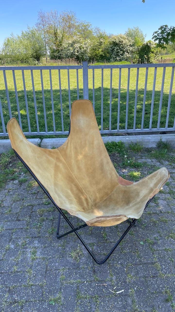 Leren vlinderstoel vintage stijl