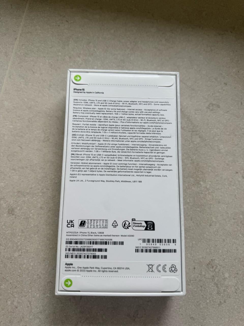 Nieuwe Apple Iphone 15 Zwart 128 GB