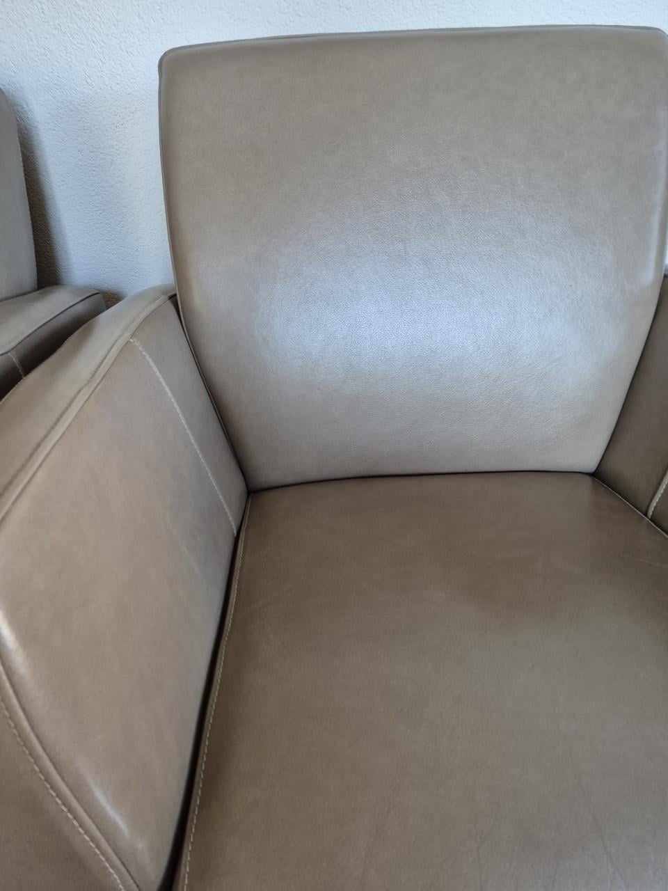 Fauteuils taupe - echt leer