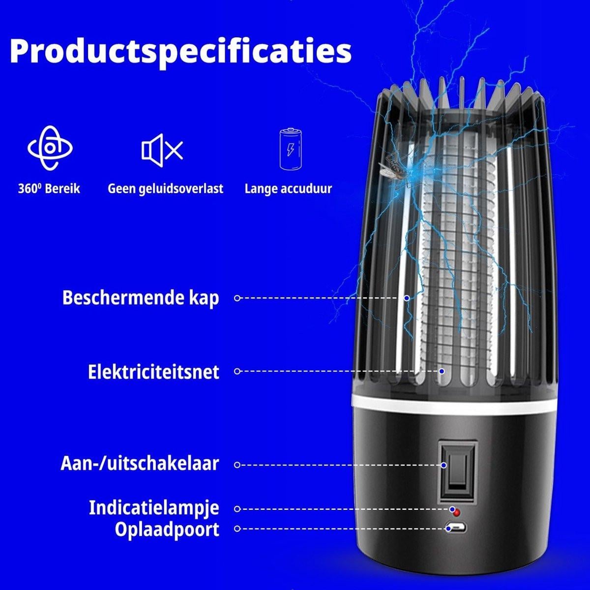 Elektrische Muggenlamp/Lamp met ophangbeugel-oplaadbaar