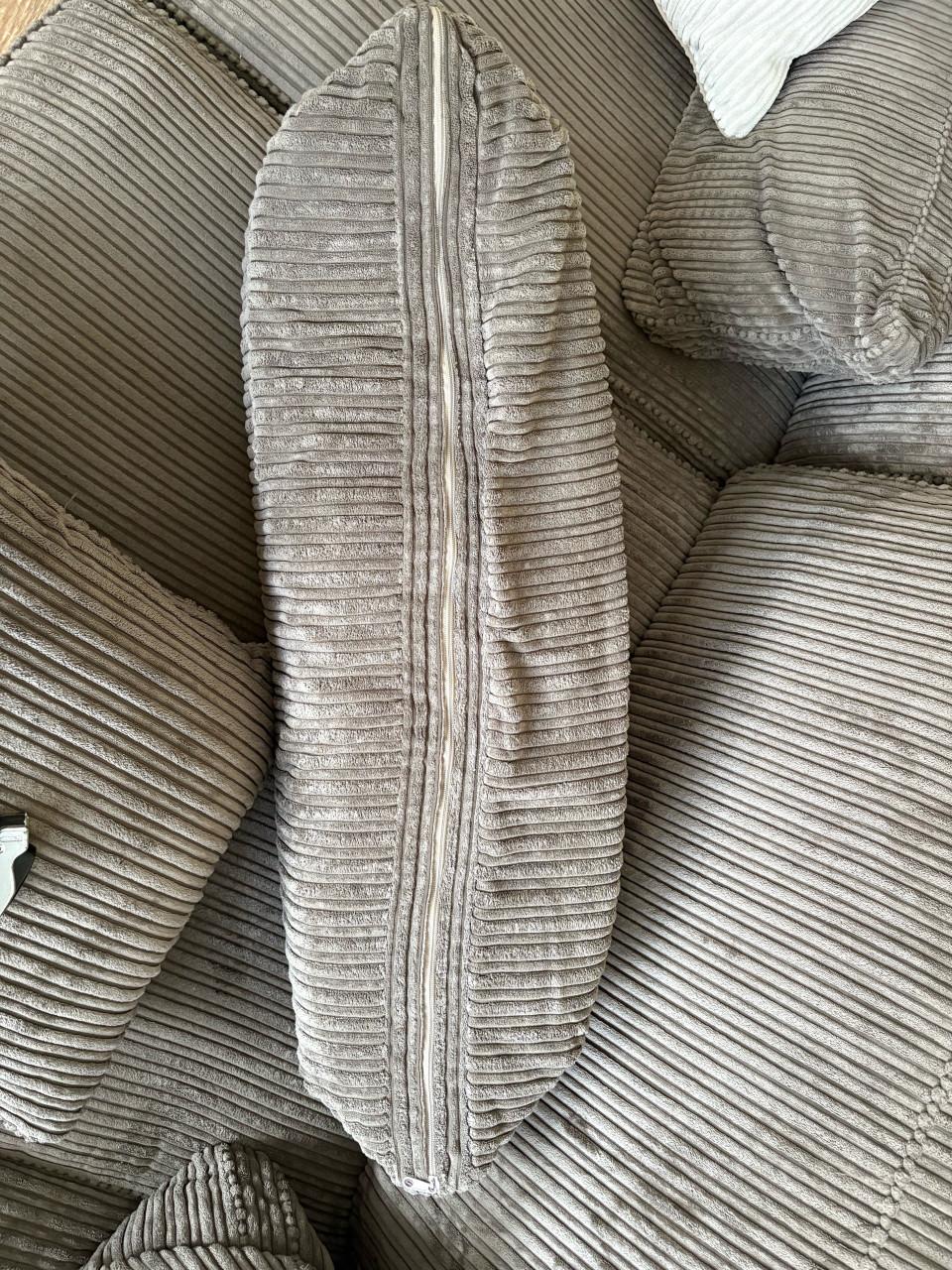 Hoekbank taupe in ribstof