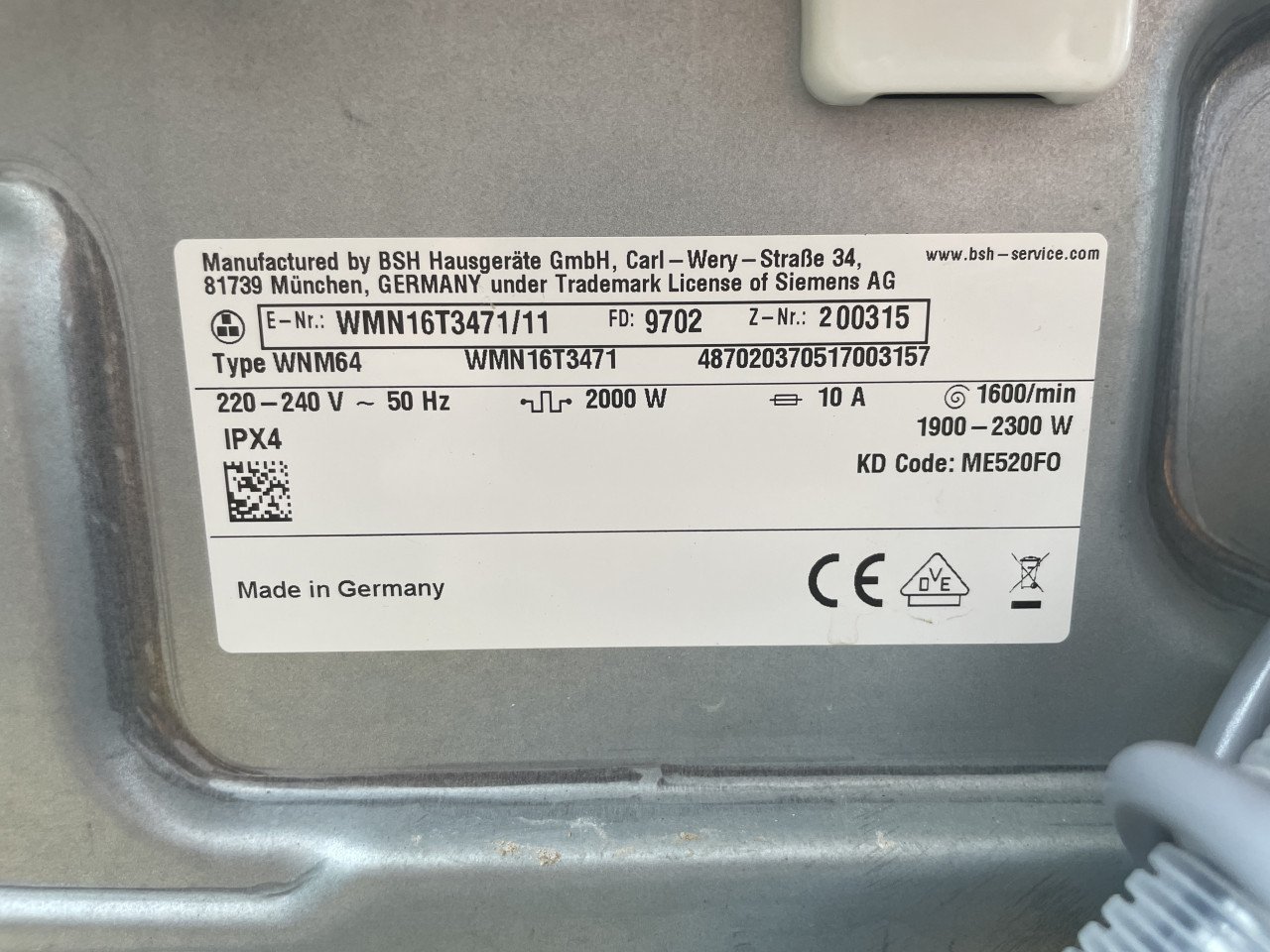 Siemens wasmachine IQ500