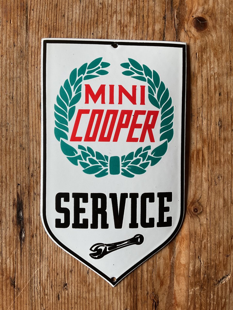 Emaille Mini Cooper service bordje