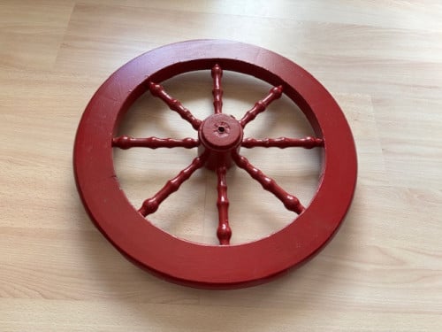 4x los houten spinnenwiel, verschillende kleur