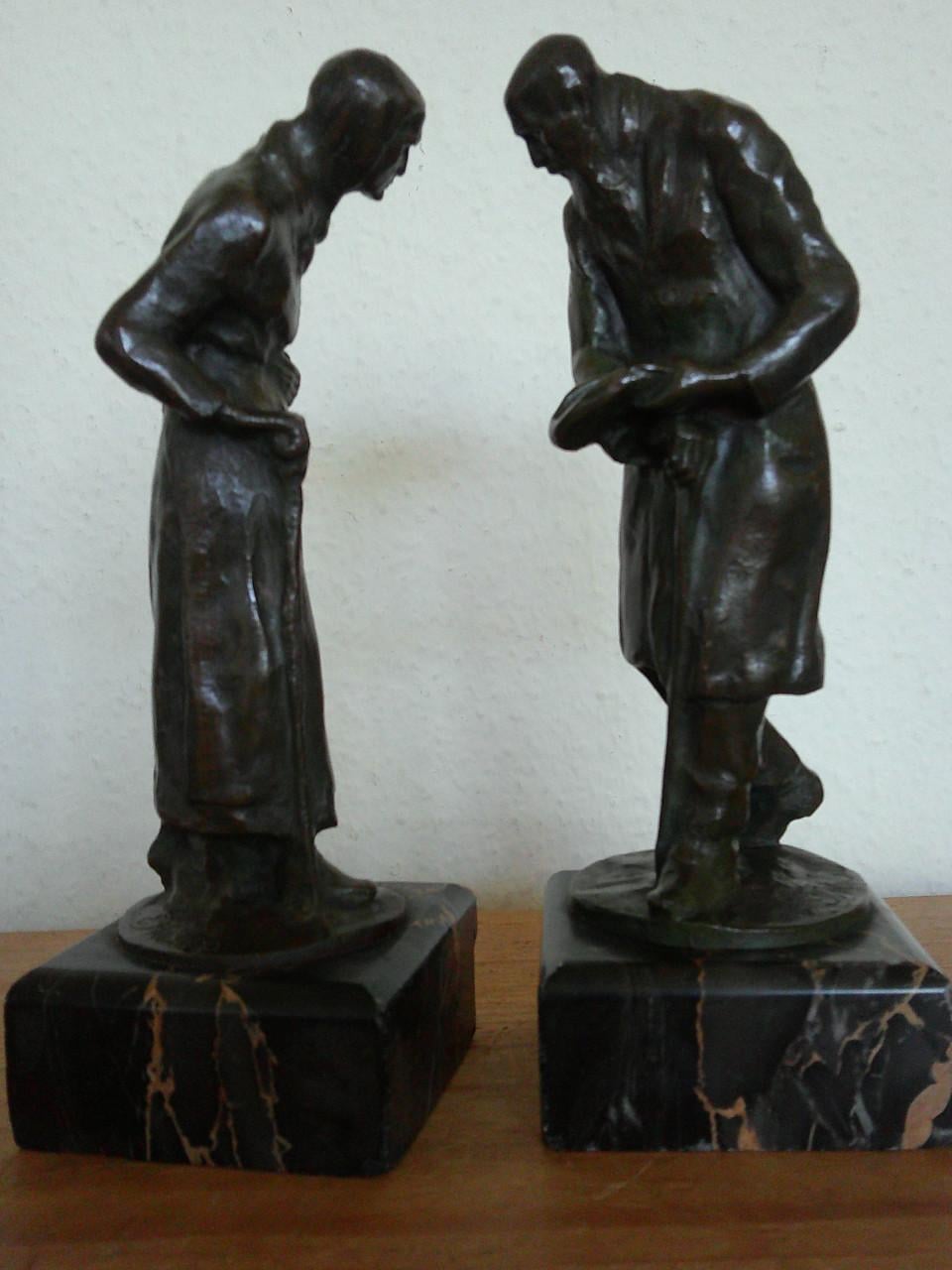 EDWARD MELIS 1880-1843 TWEEKLEURIG GEPATINEERD BRONS