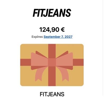 FITJEANS giftcard €124,90 – geldig t/m september 2027