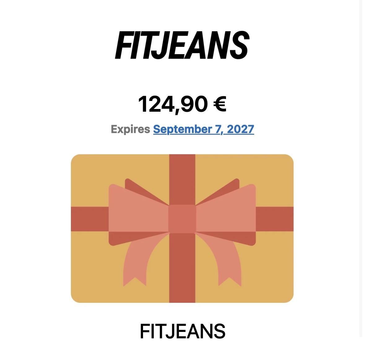 FITJEANS giftcard €124,90 – geldig t/m september 2027