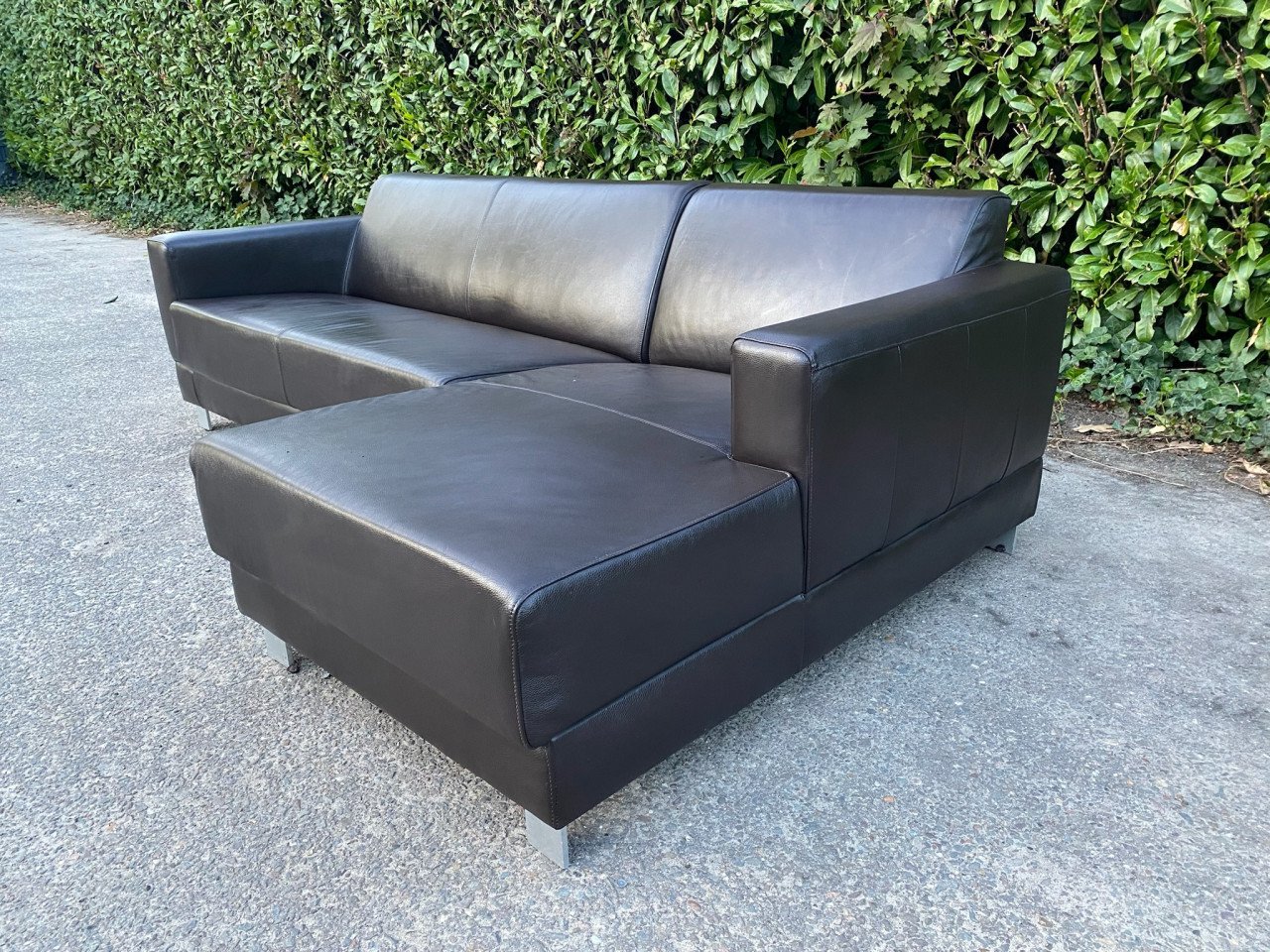 GRATIS LEVERING HEEL NL Montel Bruin Echt Leer Hoekbank