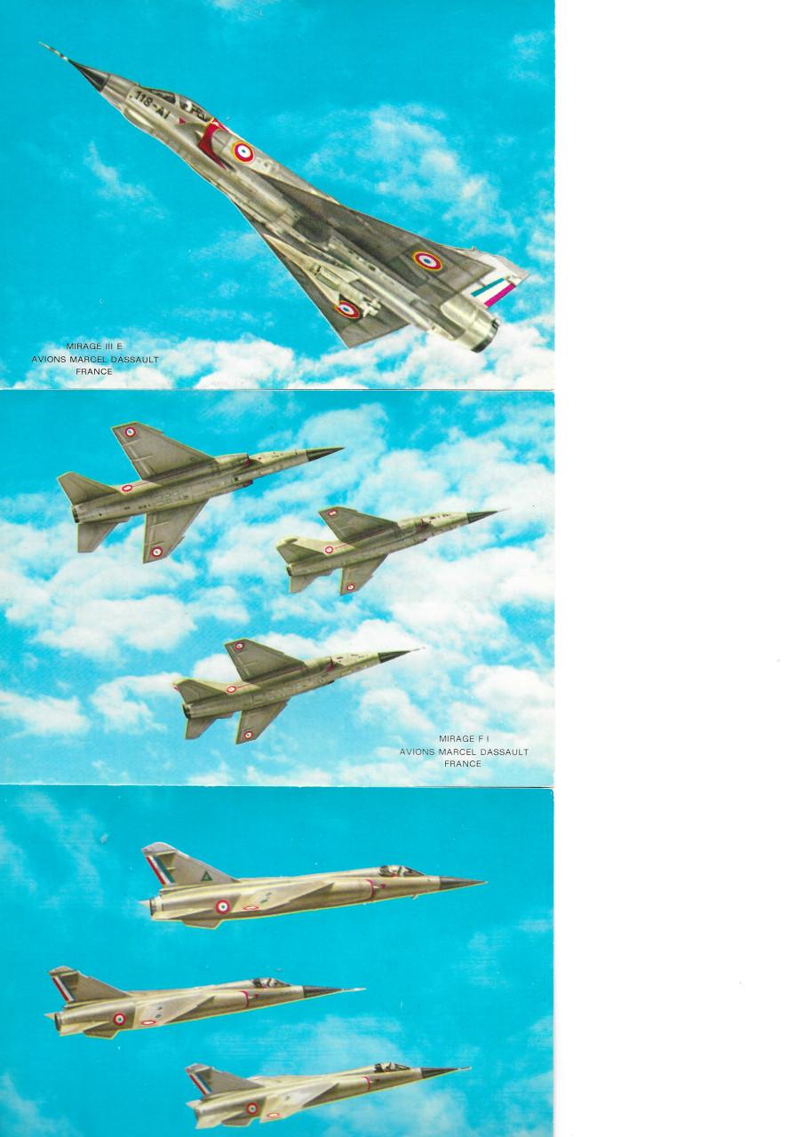 Ansichtkaarten vliegtuigen straaljagers 8 stuks