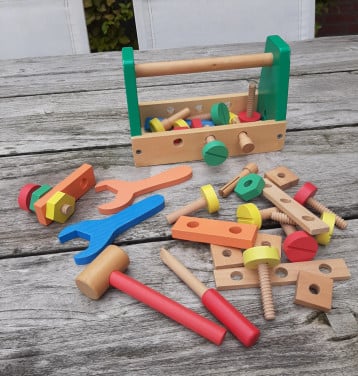 Houten timmerkistje speelset