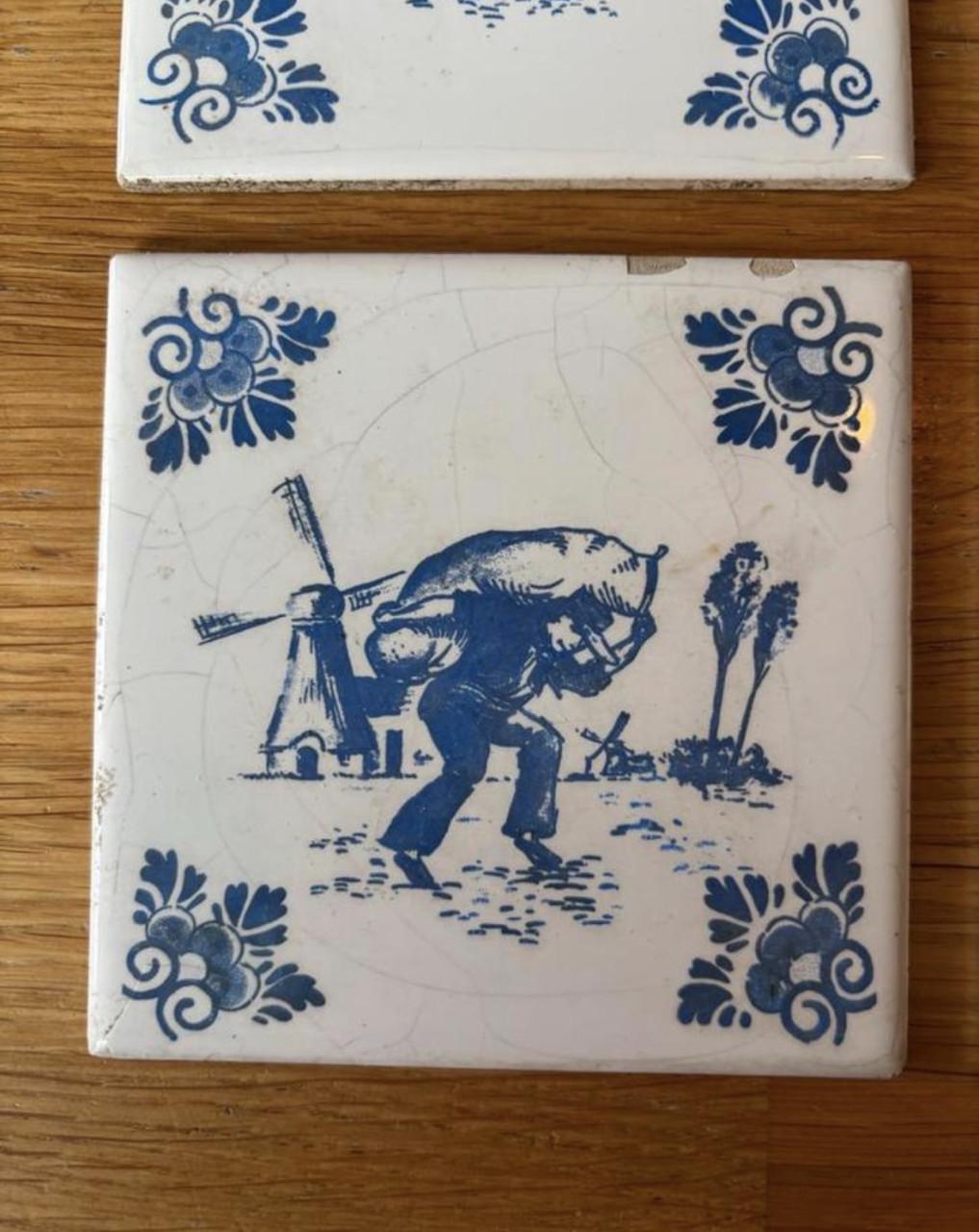 Set van 8 Villeroy & Boch Mettlach Tegels - Saar 1947