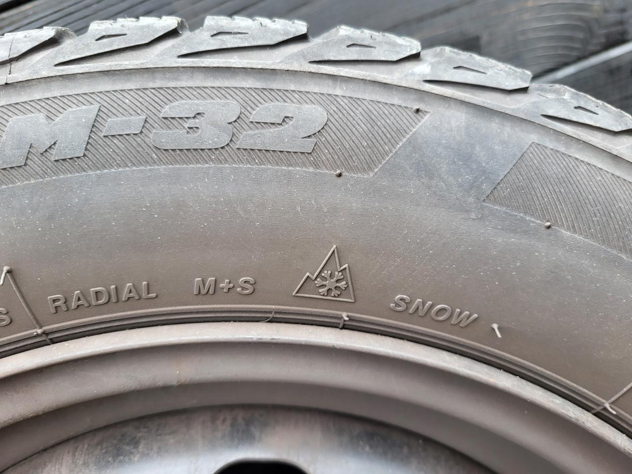 Stalenvelgen met winterbanden en wieldoppen