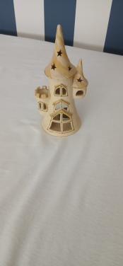 Theelicht torentje beige