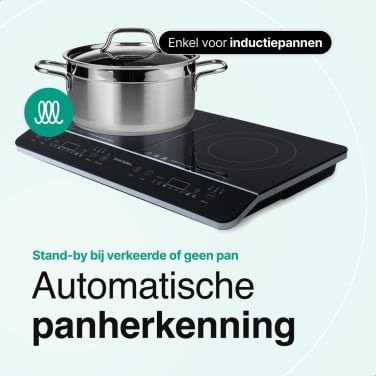 Inductie Kookplaat Vrijstaand 3500W 2 Kookzones 10 standen Vivid Green
