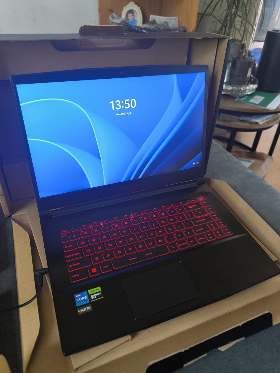 Msi thin gaming laptop 16gb ram nieuwe generatie
