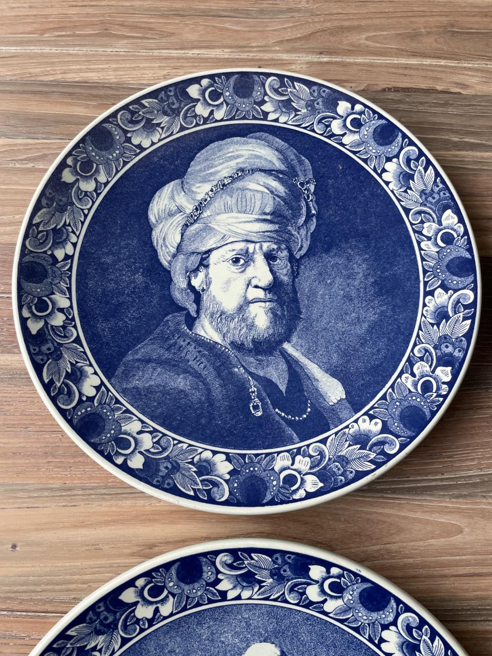 4 Delfs blauwe borden