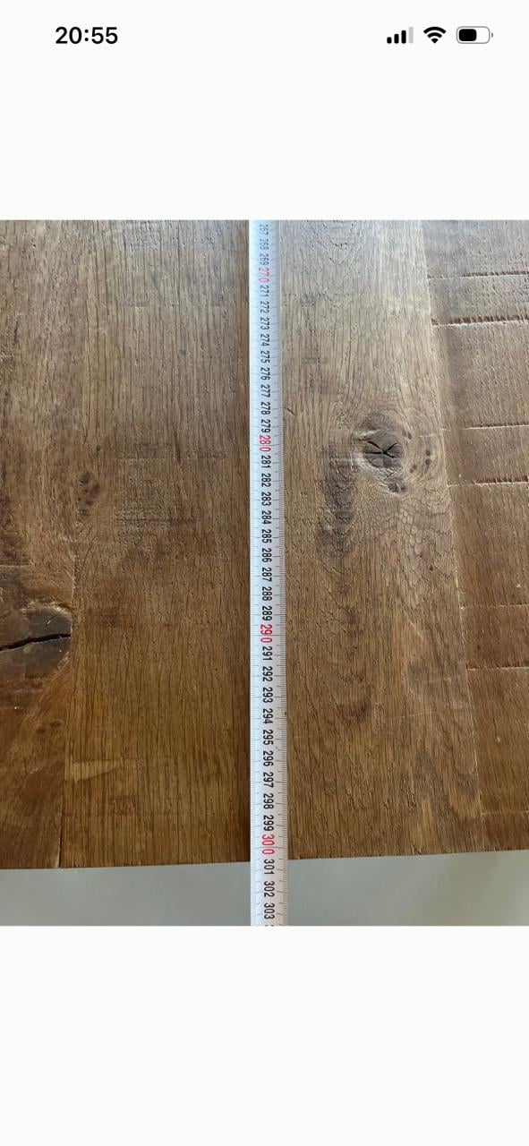 Massief eiken houten eettafel met bijpassende bank